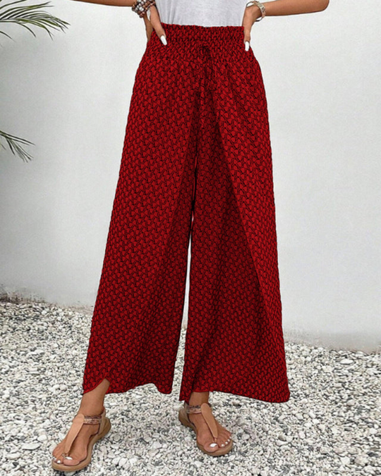 Damen Elegante Stoffhose | Hohe Taille mit Geometrischem Druck