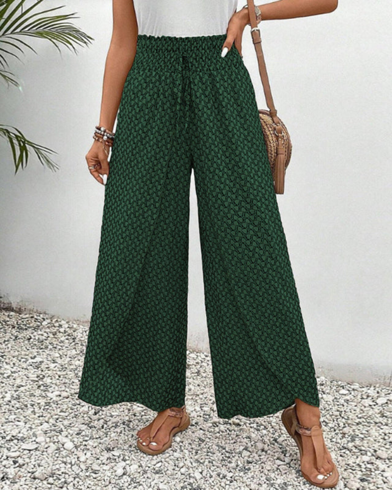 Damen Elegante Stoffhose | Hohe Taille mit Geometrischem Druck