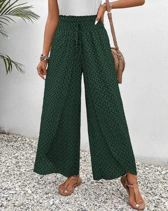 Damen Elegante Stoffhose | Hohe Taille mit Geometrischem Druck