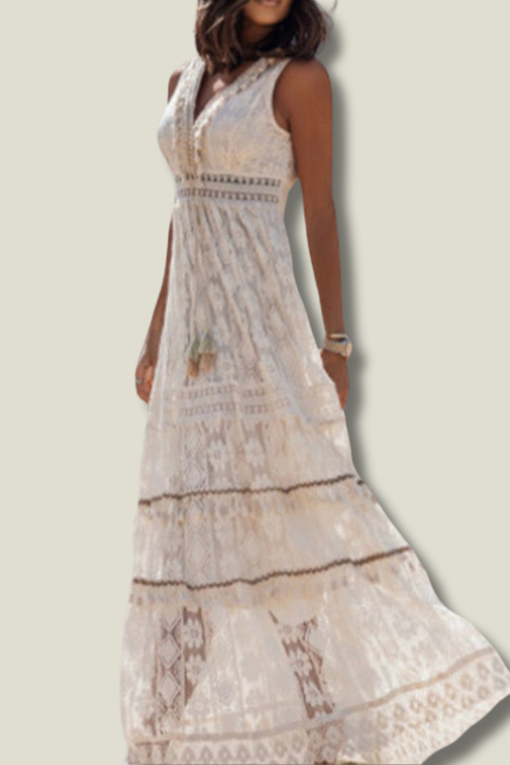 Boho V-Ausschnitt Sommerkleid für Damen