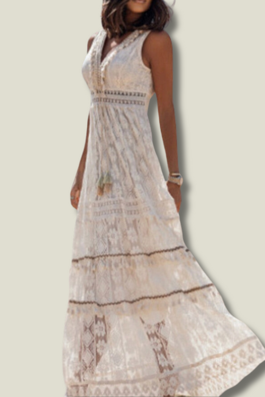 Boho V-Ausschnitt Sommerkleid für Damen