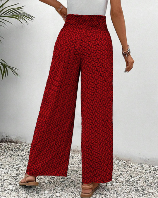 Damen Elegante Stoffhose | Hohe Taille mit Geometrischem Druck