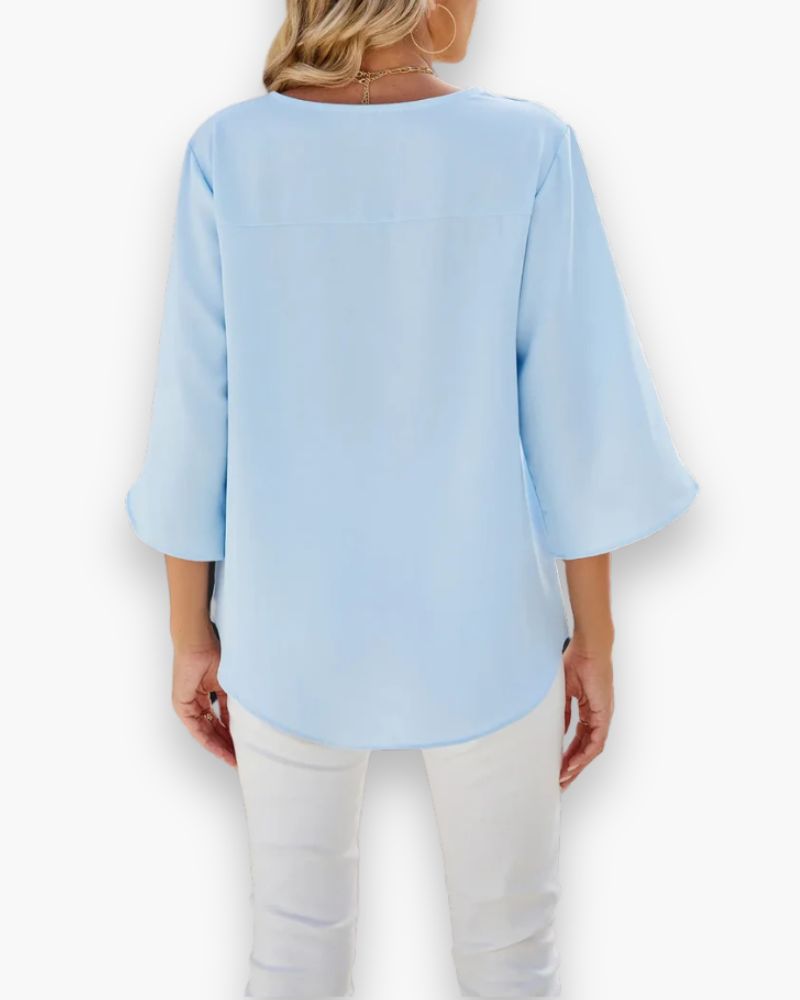 Damen Elegante V-Ausschnitt Bluse | Relaxed