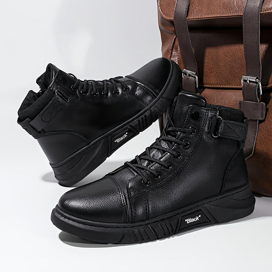 Winterstiefel Herren| Hoher Schaft Mit Riemen Und Schnürung