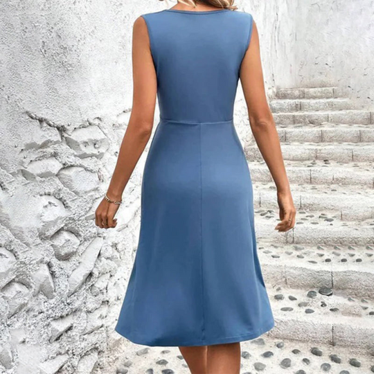 Damen Sommerkleid Midi | Ärmelloses Freizeitkleid mit Wickeloptik und Blumenmuster