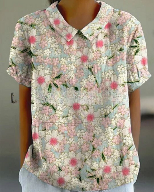 Damen Verspielte Vintage Bluse | Lässiges Blumenmuster Bluse
