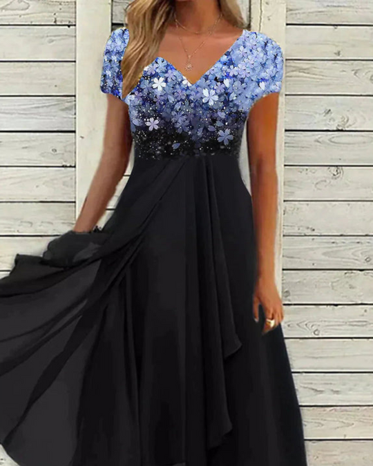 Damen Elegantes V-Ausschnitt Kleid | Festliches Kleid Hochzeitsgast