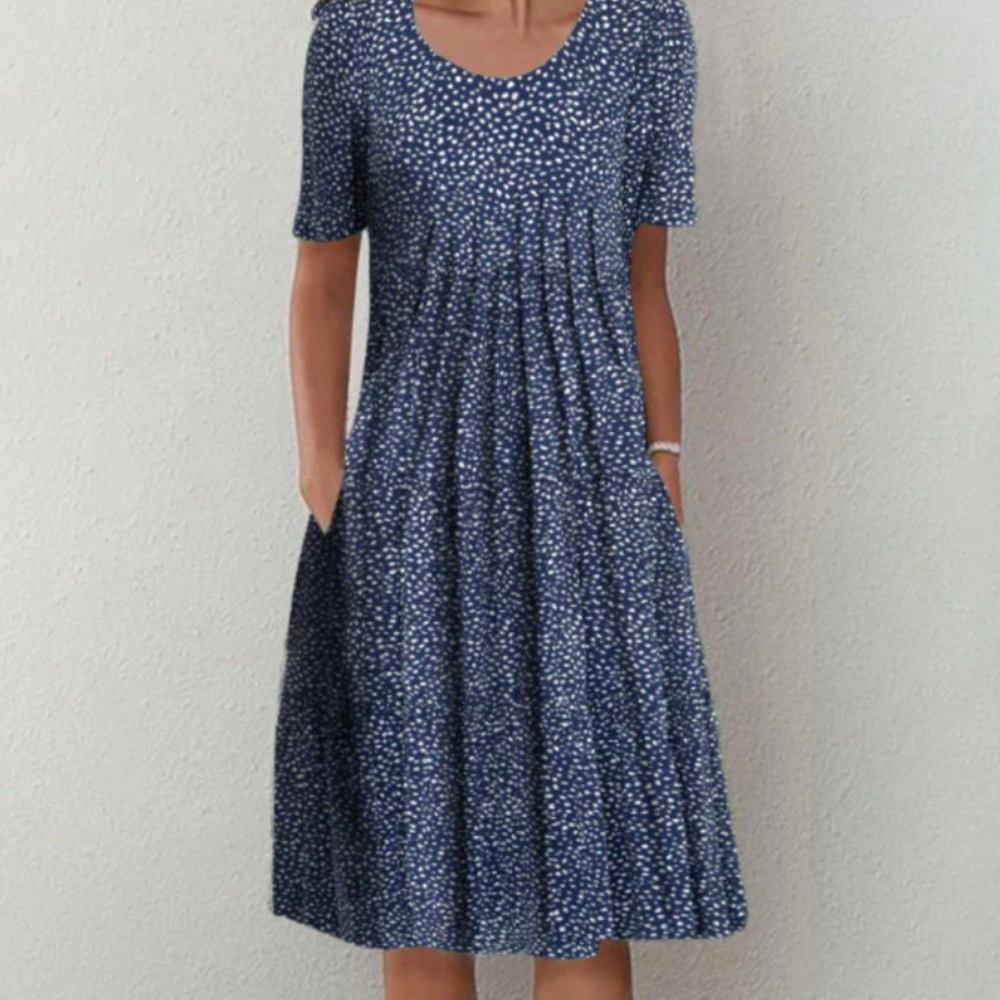 Damen Sommerkleid Casual | Midikleid mit Faltenwurf und Taschen