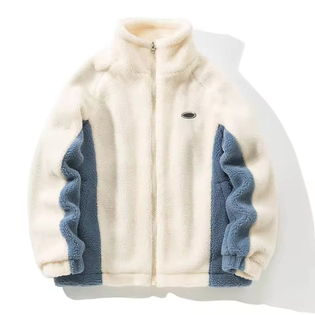 Herren Farbblock Fleecejacke | Hoher Kragen Freizeit
