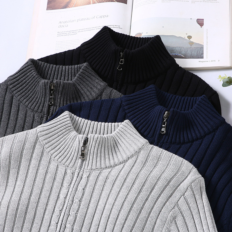 Strickjacke Für Herren Mit Stehkragen | Zeitlos Geripptes Modell