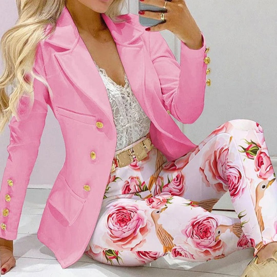 Buntes Set aus Blazer und Hose für Frauen