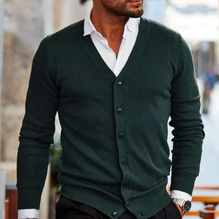 Herren Strickjacke Mit V-Ausschnitt | Knopfverschluss
