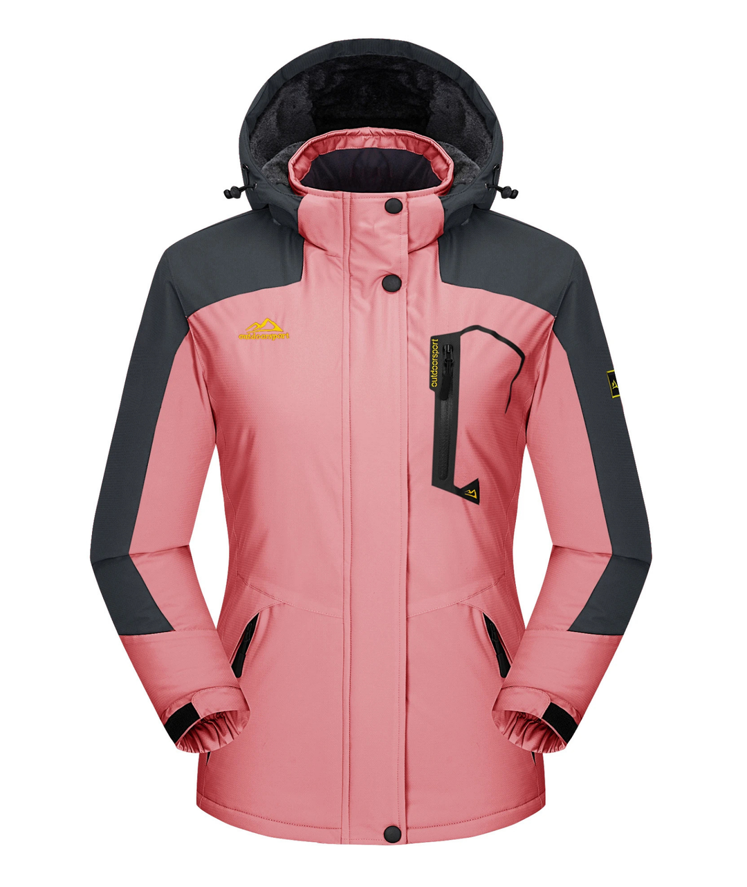 Damen Winter Skijacke | Outdoorjacke mit Kapuze und Reißverschluss