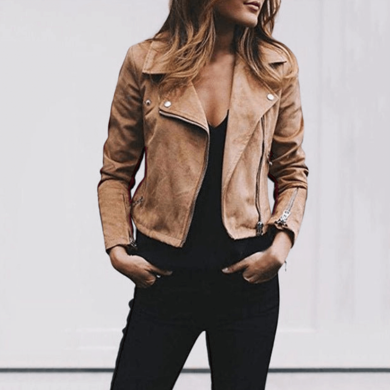 Bikerjacke Damen Kurz | Ideal für kühle Tage im Frühling und Herbst