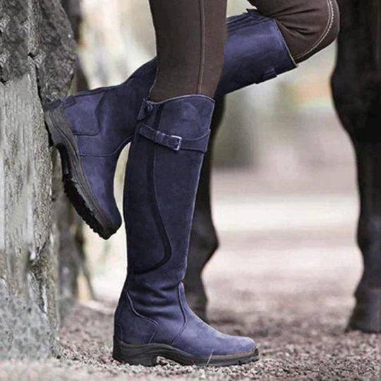 Damen Winter Reitstiefel | Kniehoch mit Schnallen Detail