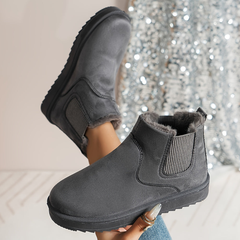 Winterschuhe Damen | Knöchelhoch Slip-On Stiefel Mit Rundkappe