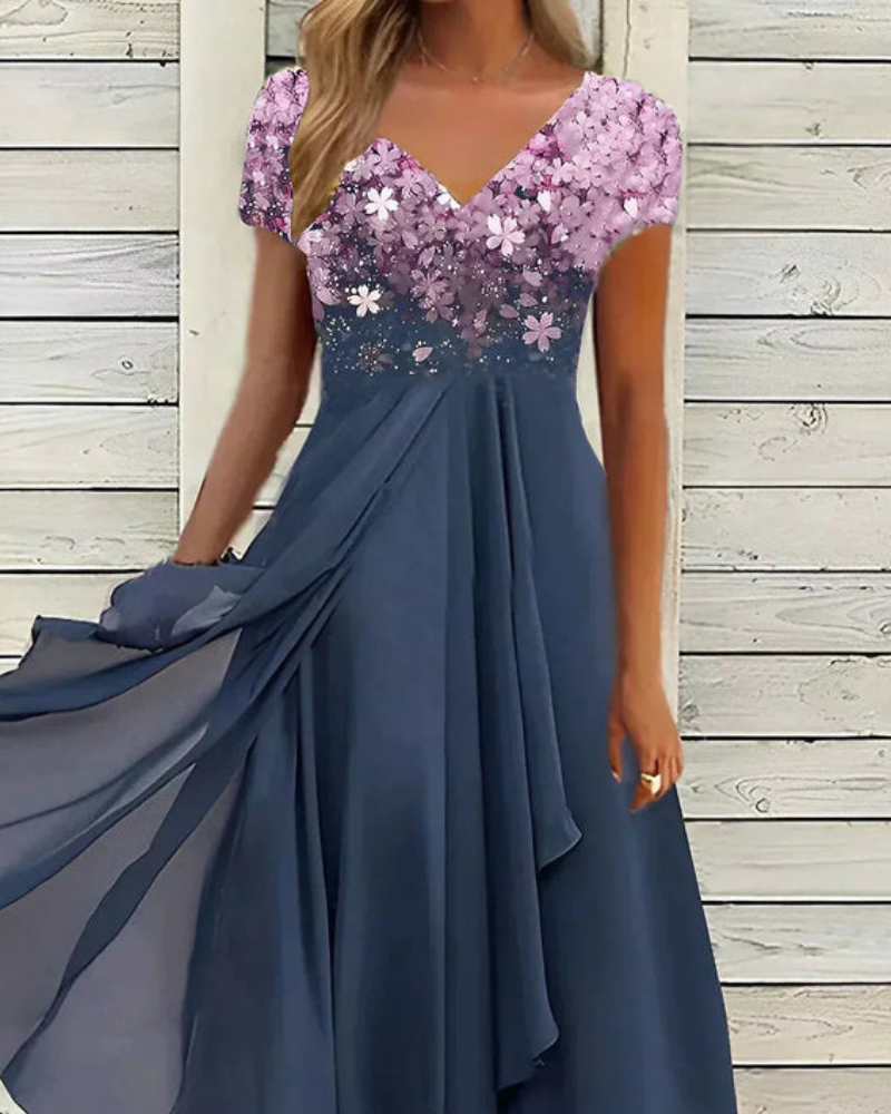 Damen Elegantes V-Ausschnitt Kleid | Festliches Kleid Hochzeitsgast