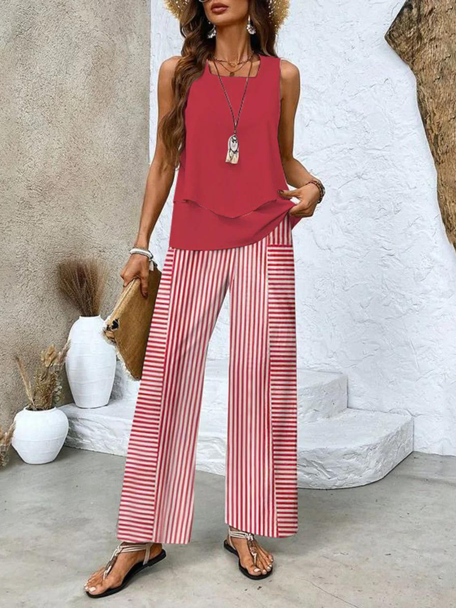 Ärmelloses Top und Hose Sommer-Set für Damen