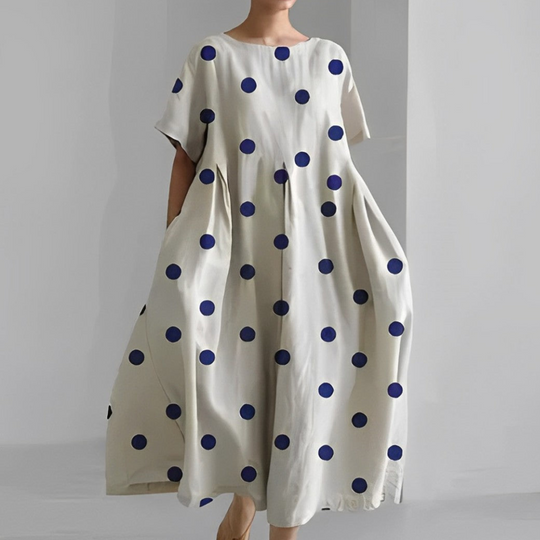 Damen Weit Geschnitten Maxikleid | Kleid mit Bunter Blumen-Print und Kurzarm