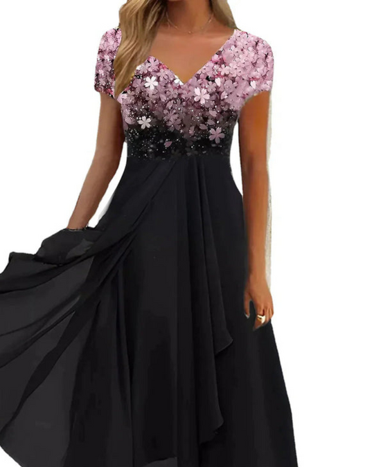 Damen Elegantes V-Ausschnitt Kleid | Festliches Kleid Hochzeitsgast