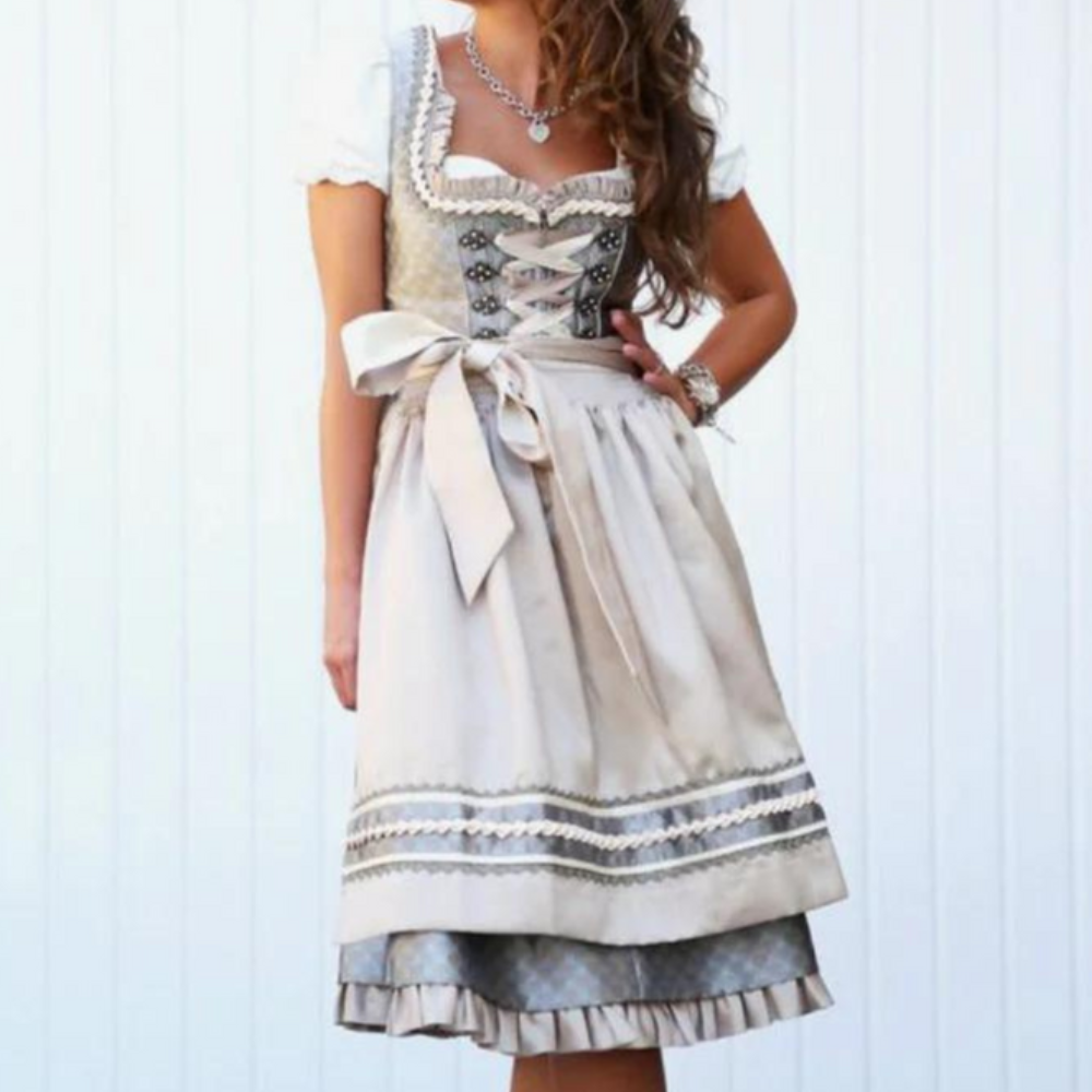 Damen Elegantes Trachtenkleid | Midi Dirndlkleid