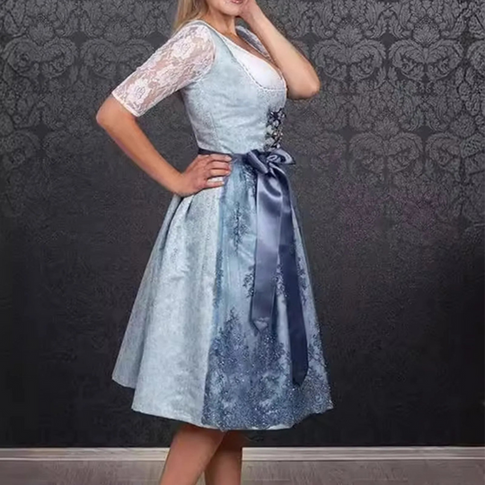 Damen Klassisches Elegantes Dirndl Kleid | Trachtenkleid für Festliche Anlässe