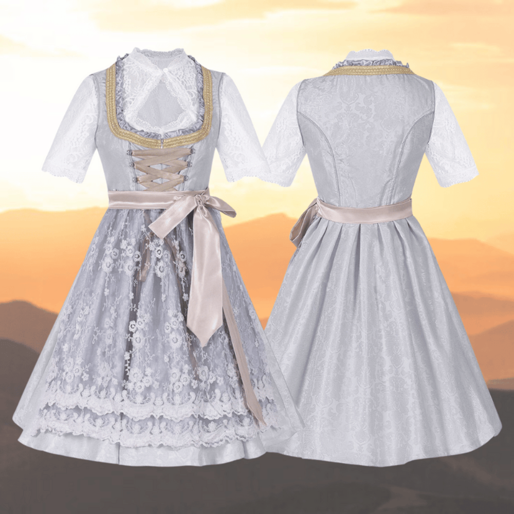 Damen Elegantes Spitzen Dirndl Kleid | Midi