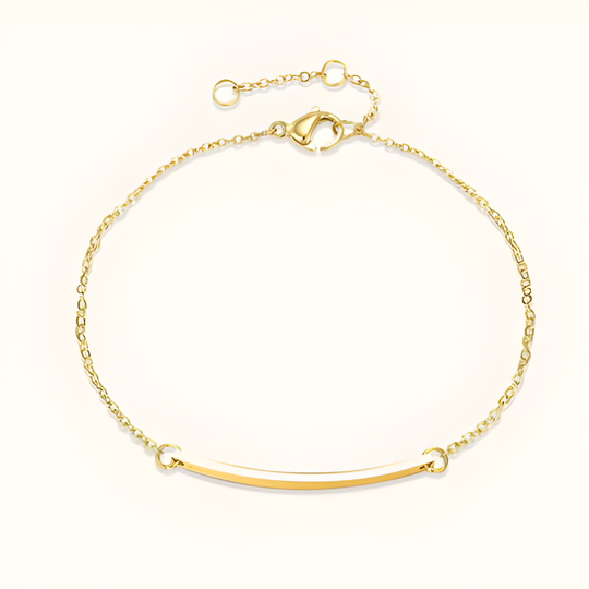 Damen Armband | Feine Kette mit Gebogenem Balkenanhänger