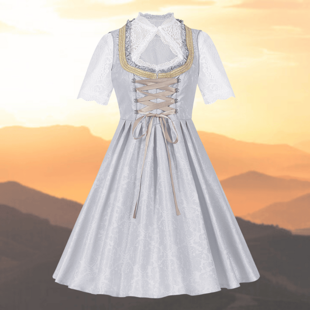 Damen Elegantes Spitzen Dirndl Kleid | Midi