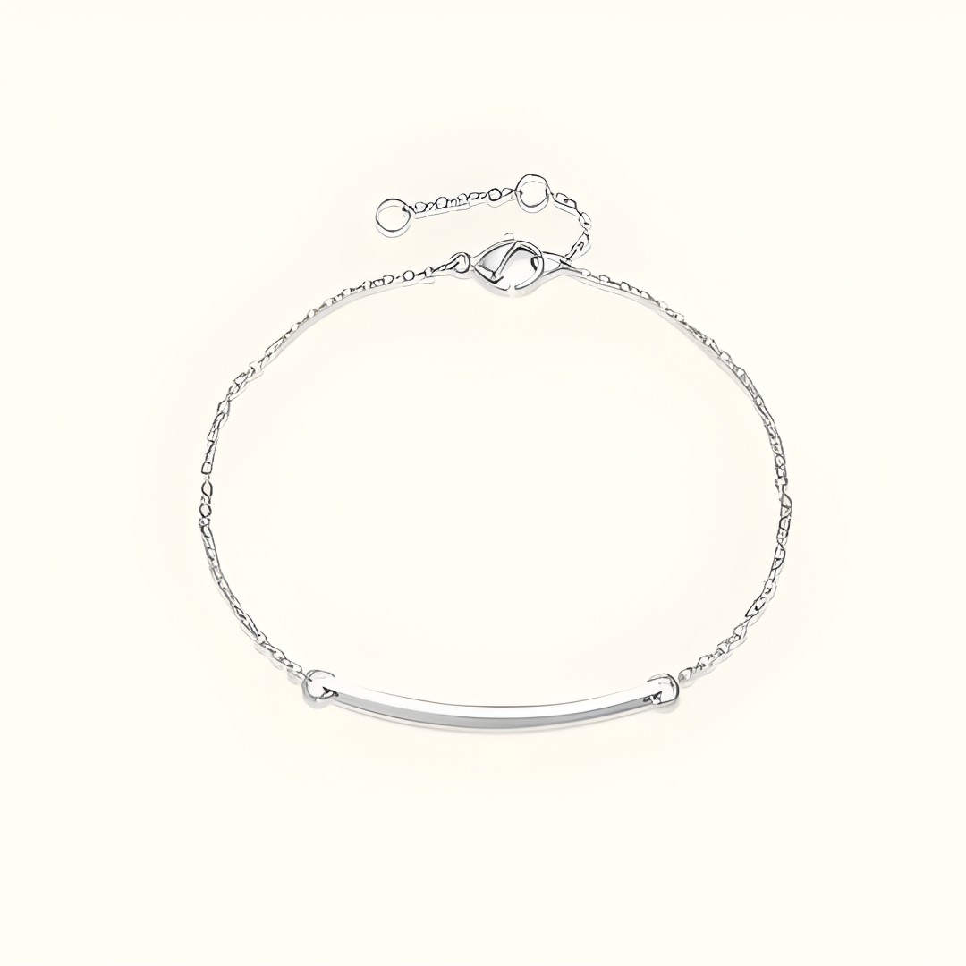 Damen Armband | Feine Kette mit Gebogenem Balkenanhänger