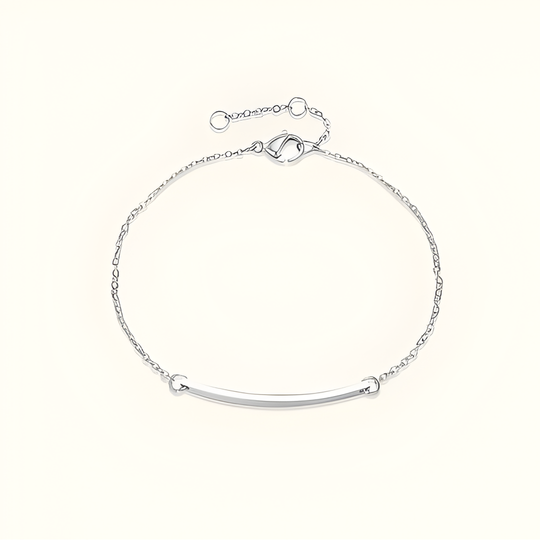 Damen Armband | Feine Kette mit Gebogenem Balkenanhänger