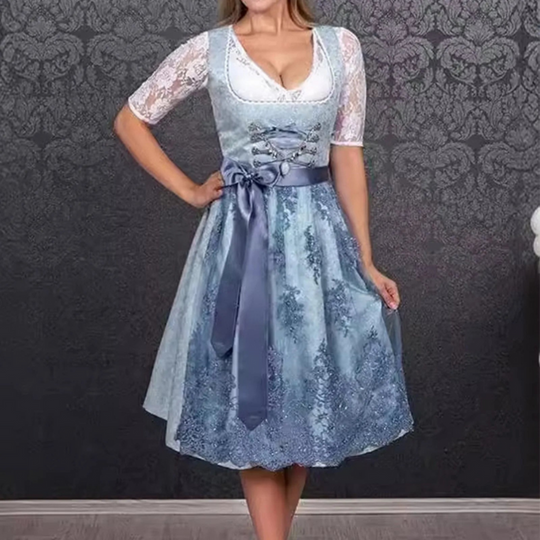 Damen Klassisches Elegantes Dirndl Kleid | Trachtenkleid für Festliche Anlässe
