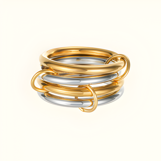 Damen Ring | Mehrreihiges Verbundenes Kreisdesign