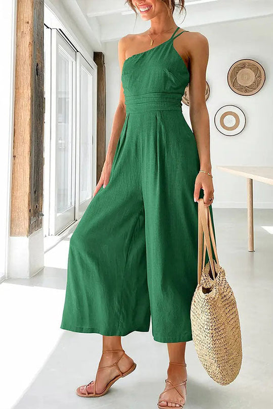 Asymmetrischer Leinen-Jumpsuit für Damen