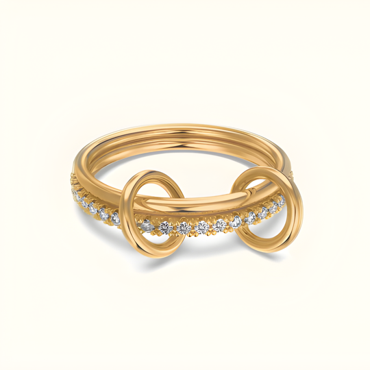 Damen Ring | Verbundenes Band mit Steinverzierung