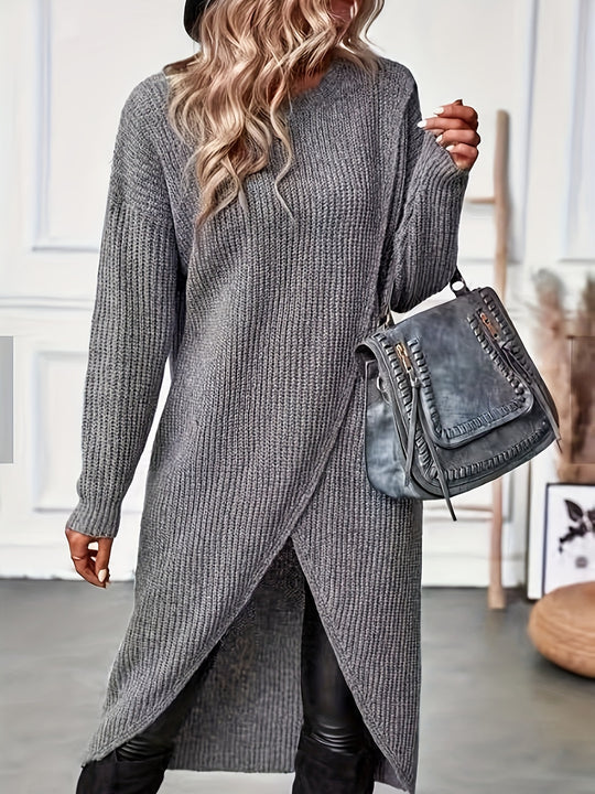 Strickkleid für Damen | Lange Ärmel mit asymmetrischem Schnitt