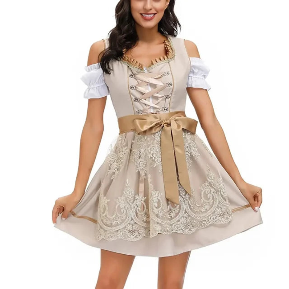 Damen Elegantes Mini Dirndlkleid | Traditionell Schwarz
