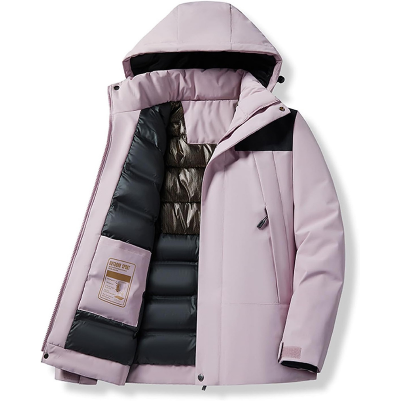 Damen Winter Skijacke | Outdoor Kapuzenjacke mit Taschen