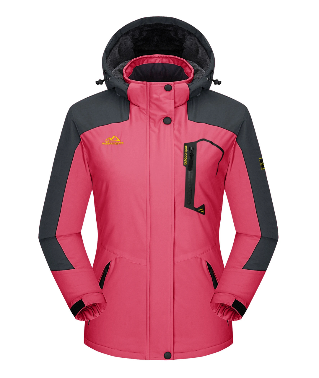 Damen Winter Skijacke | Outdoorjacke mit Kapuze und Reißverschluss