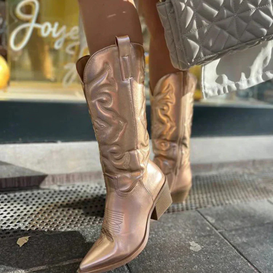 Damen Stiefel Cowboy Metallic | Komfort Modern Look