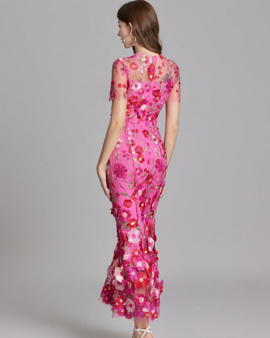 Damen Elegantes Besticktes Kleid | Maxi Festliches Kleid