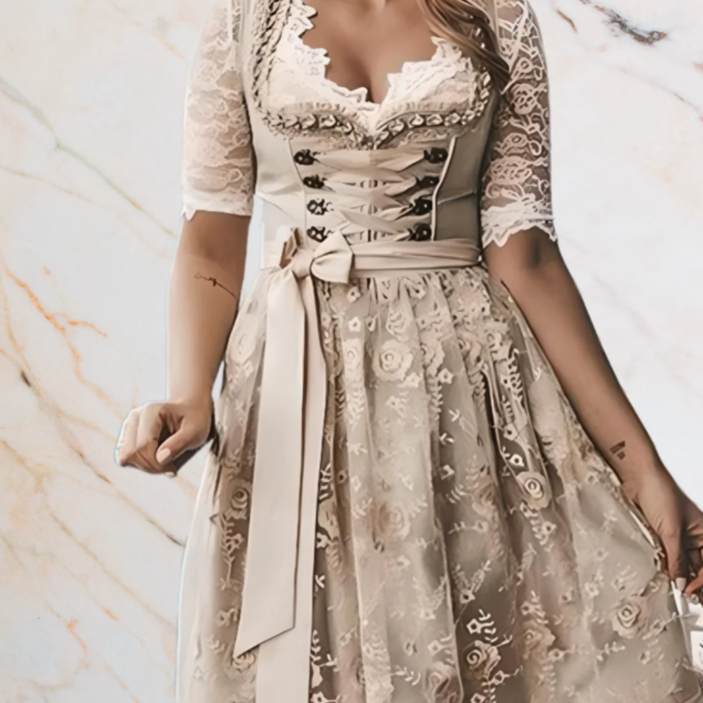 Damen Elegantes Trachtenkleid | Dirndl Kleid für Oktoberfest