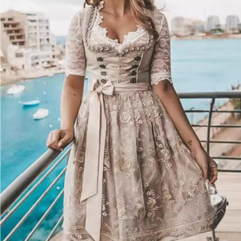 Damen Elegantes Trachtenkleid | Dirndl Kleid für Oktoberfest