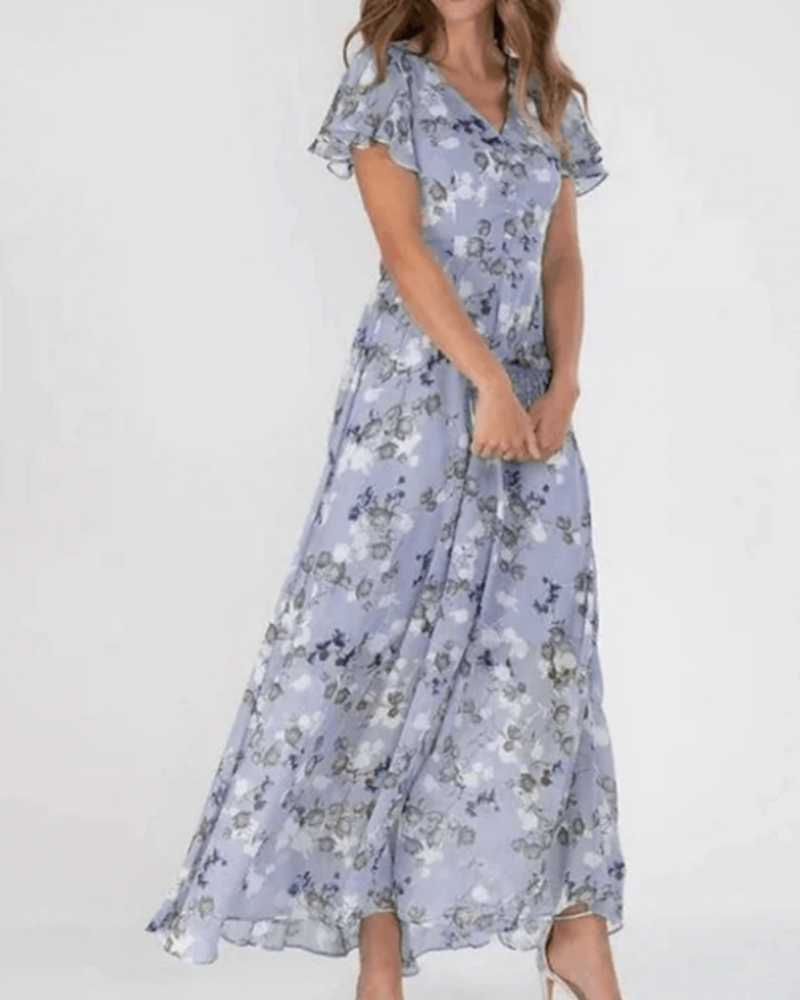 Damen Elegantes Blumenkleid | Festliche Maxi-Kleider für Hochzeitsgäste