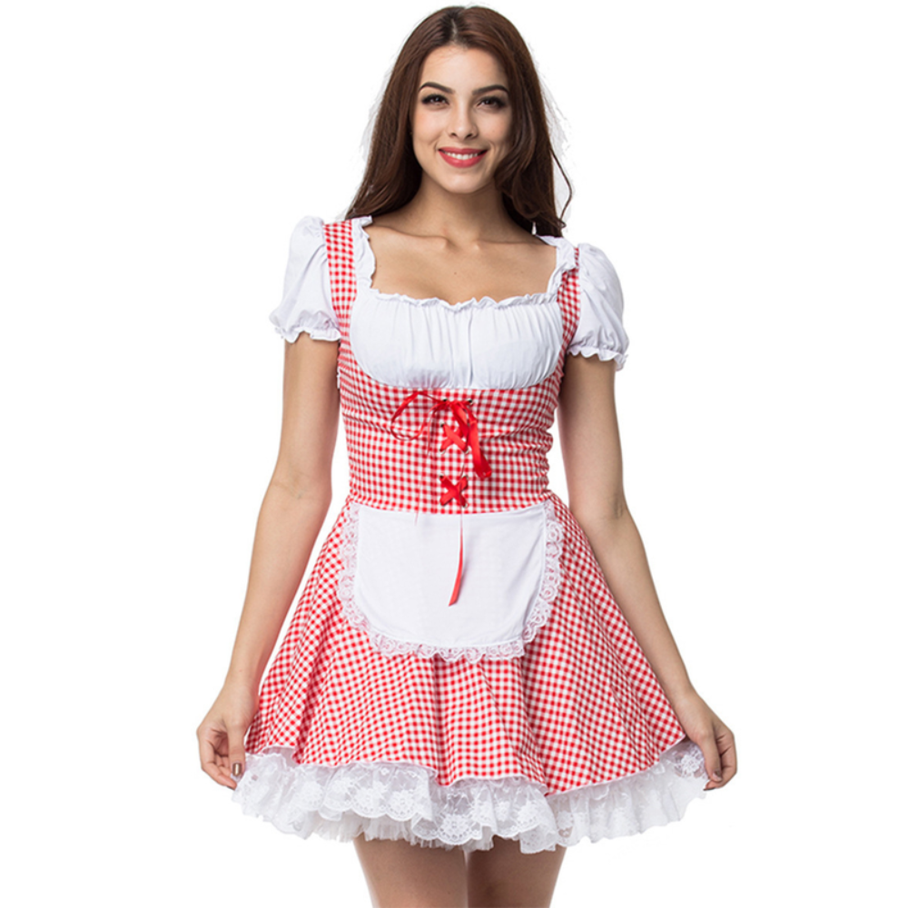 Damen Elegantes Schulterfreies Dirndl Kleid | Oktoberfest