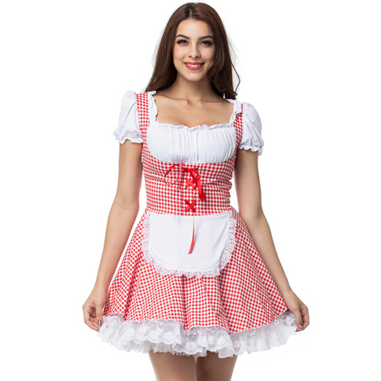 Damen Elegantes Schulterfreies Dirndl Kleid | Oktoberfest