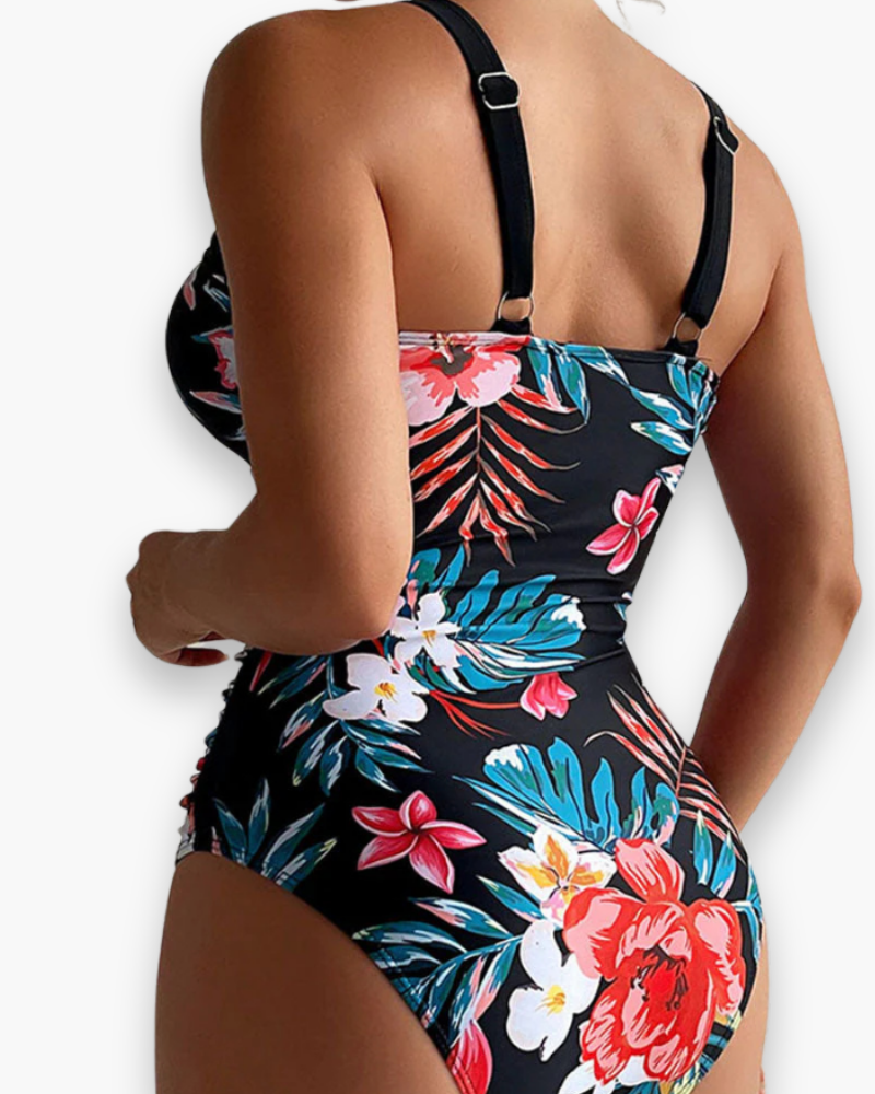 Damen Eleganter Blumenbadeanzug | Einteilig