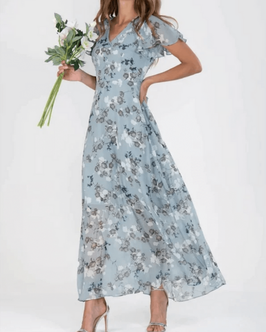 Damen Elegantes Blumenkleid | Festliche Maxi-Kleider für Hochzeitsgäste