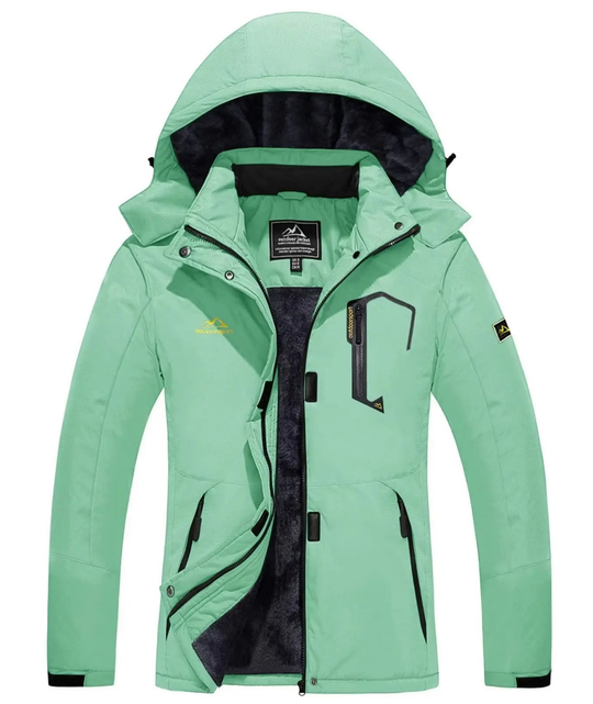 Damen Winter Skijacke | Outdoorjacke mit Kapuze und Reißverschluss