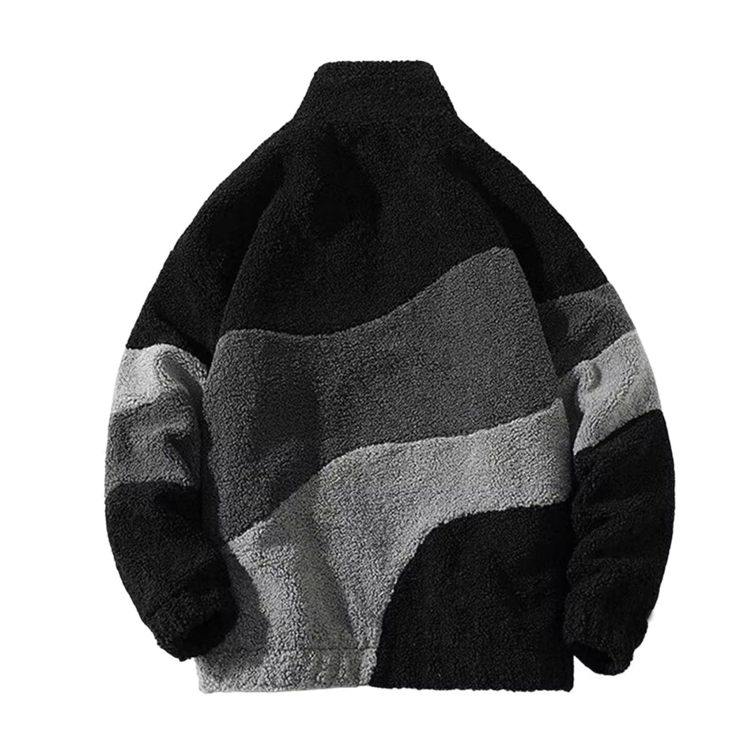 Herren Farbblock Fleecejacke | Hoher Kragen Freizeit